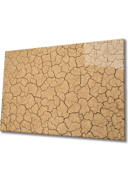 Çöl Kuru Çatlak Toprak Cam Tablo 36 x 23-Mıyrem