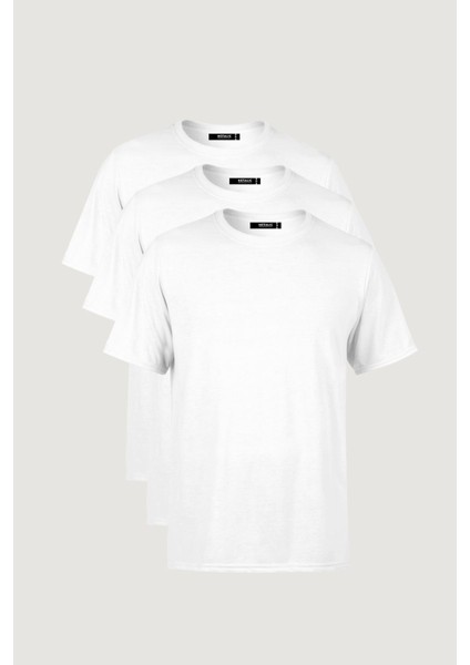 Erkek Çok Renkli T- Shirt Regular Fit Rahat Kesim Bisiklet Yaka 3'lü Basic Tişört Paketi