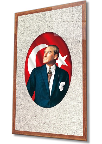 Çerçeveli Atatürk Cam Tablo 36 x 23-Mıyrem