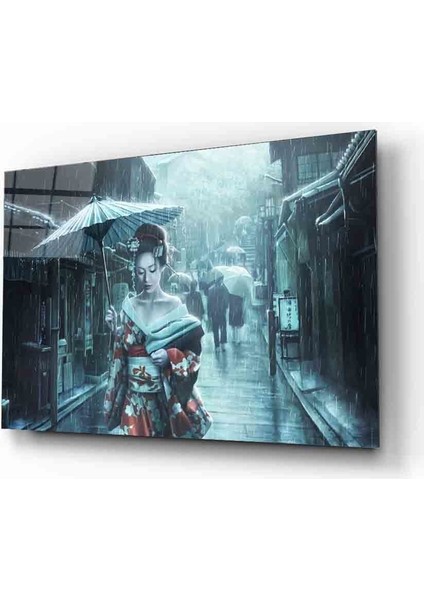 Fütüristik Şemsiyeli Geyşa Cam Tablo 36 x 23-Mıyrem