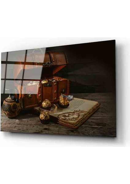 Fütüristik Hazine Sandığı Cam Tablo 36 x 23-Mıyrem