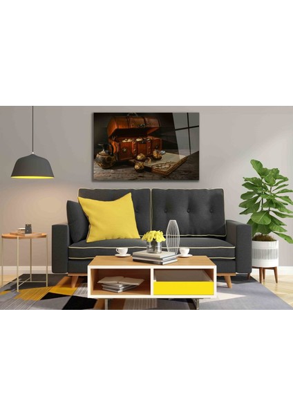 Fütüristik Hazine Sandığı Cam Tablo 36 x 23-Mıyrem fiyatları