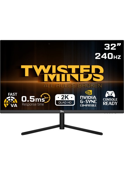 Twısted Mınds 32" TM32QHD240VA Qhd 2k 240HZ 0,5ms HDMI Dp HDR10 Gamıng Monitör