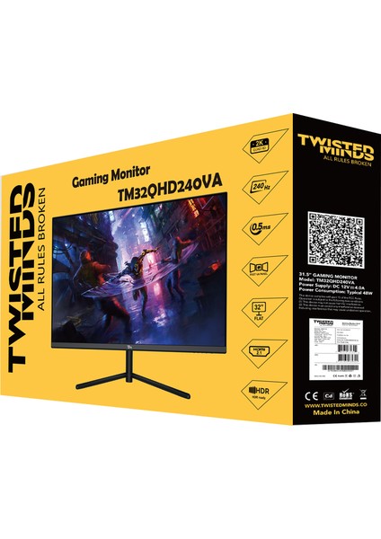 Twısted Mınds 32" TM32QHD240VA Qhd 2k 240HZ 0,5ms HDMI Dp HDR10 Gamıng Monitör