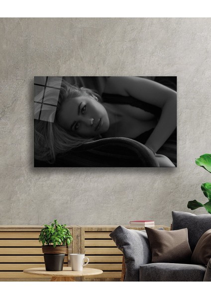 Siyah Beyaz Insan Fotoğrafları Kadın Cam Tablo Art 36 x 23-Mıyrem fiyatları
