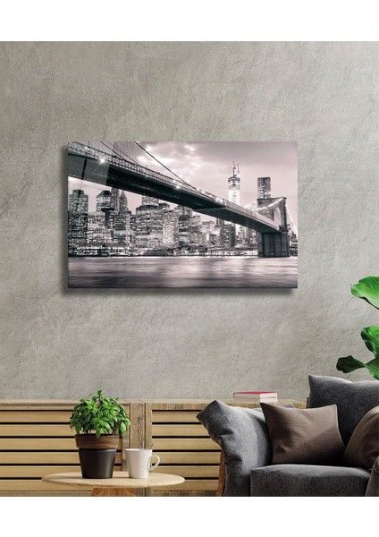 Şehir Köprmanzaralı Cam Tablo Urban Area View 36 x 23-Mıyrem