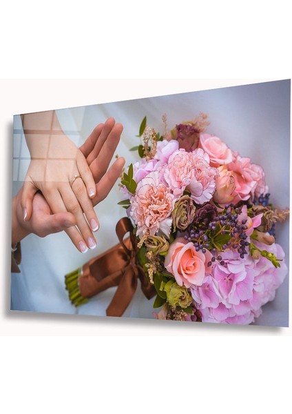 Çiçekler Ve Eller Cam Tablomıyrem36 x 23-Mıyrem