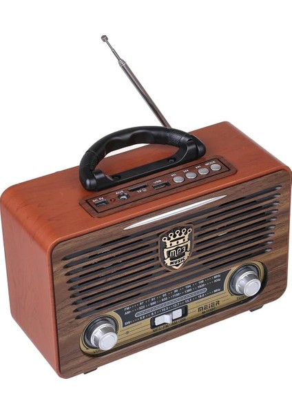 Coverzone Yeni Nesil Radyo USB Sd Fm Aux Bluetooth Taşınabilir Müzik Kutusu Retro El Tutamaçlı Şarj Edilebilir 115BT