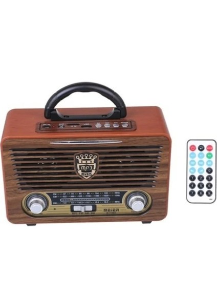 Coverzone Yeni Nesil Radyo USB Sd Fm Aux Bluetooth Taşınabilir Müzik Kutusu Retro El Tutamaçlı Şarj Edilebilir 115BT