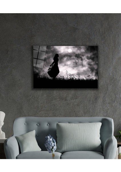 Kadınlar Siluet Gece Cam Tablo Women Siluet Night 36X23-MIYREM fiyatları