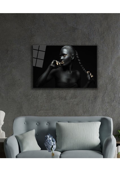 Kadınlar Siyah Altın Cam Tablo ,women Black Gold 36X23-MIYREM fiyatları