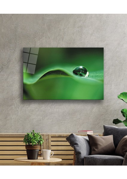 Su Damlası Yeşil Yaprak Cam Tablo 36X23-MIYREM fiyatları