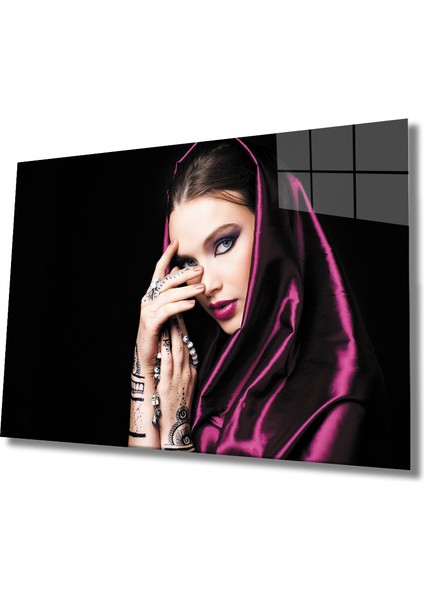 Bordo Ipek Şallı Hint Dövmeli Kadın CAMMIYREM36X23-MIYREM