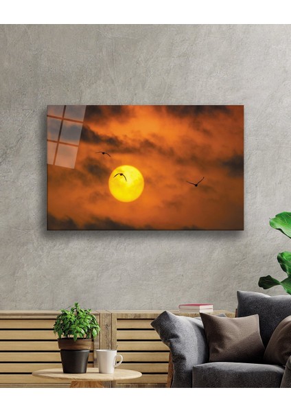 Gün Batımında Martılar Cam Tablo 36X23-MIYREM fiyatları