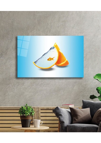 Portakalda Turuncu Balıklar Cam Tablo Fishes In Orange 36X23-MIYREM fiyatları