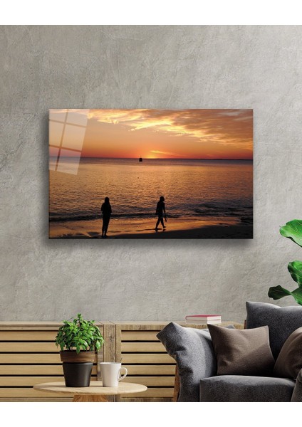 Gün Batımı Deniz Sahil Cam Tablo 36X23-MIYREM fiyatları