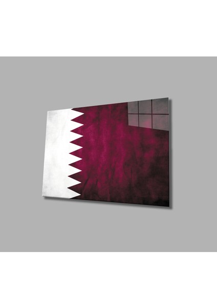 Katar Bayrağı Cam Tablo Qatar Flag 36X23-MIYREM