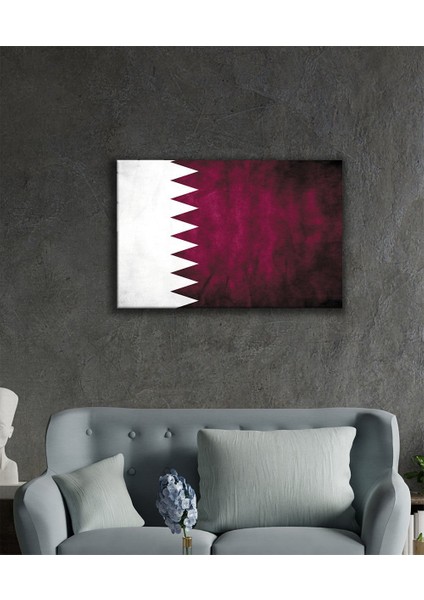 Katar Bayrağı Cam Tablo Qatar Flag 36X23-MIYREM
