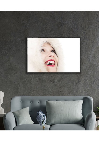 Kadınlar Beyaz Mutluluk Cam Tablo ,women White Happiness 36X23-MIYREM