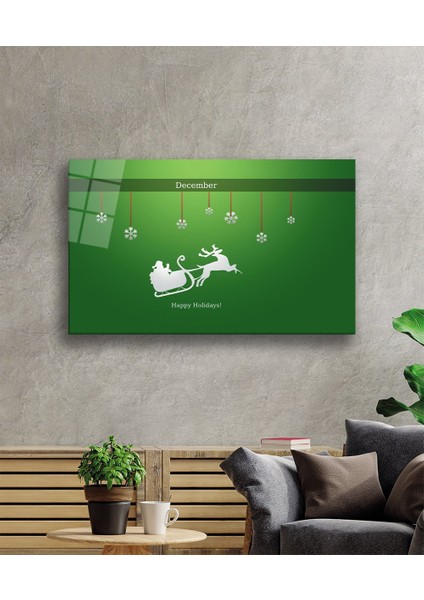 Yeşil Happy Holidays Cam Tablo 36X23-MIYREM fiyatları