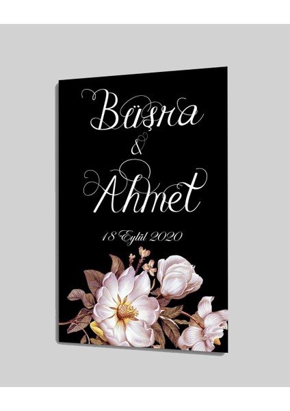 Düğün Nişan Tarih Cam TABLOMIYREM36X23-MIYREM