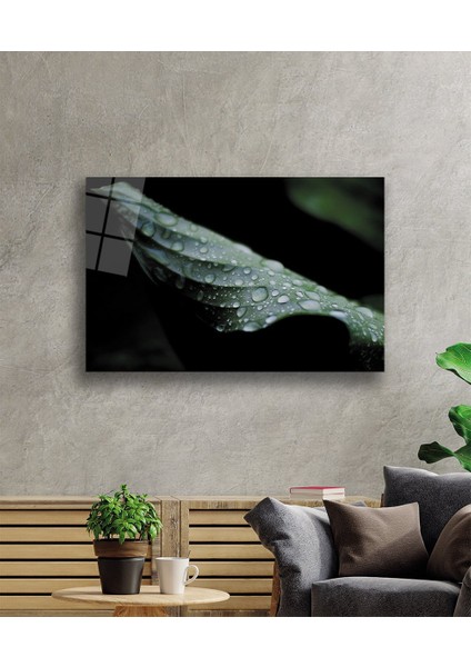Su Damlası Yaprak Yeşil Cam Tablo 36X23-MIYREM fiyatları