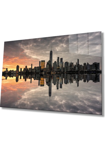 Gün Batımı Şehir Manzara Cam Tablo 36X23-MIYREM