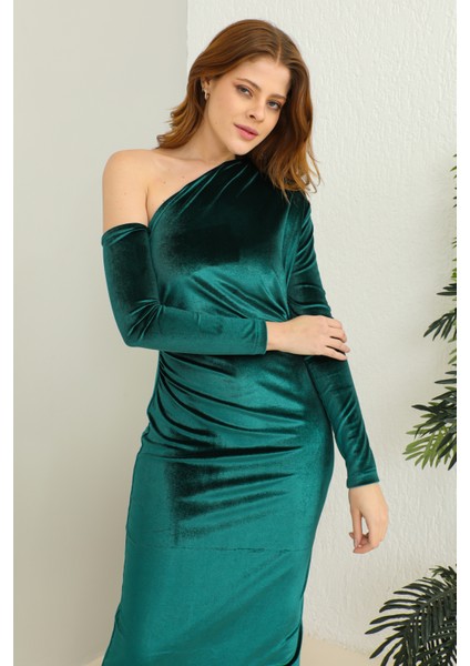 Kadın Tek Omuz Kadife Elbise fiyatları