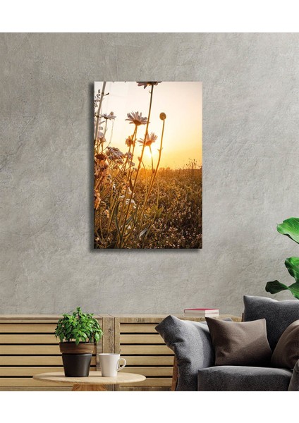 Sarı Manzara Cam Tablo Yellow Landscape 36X23-MIYREM fiyatları