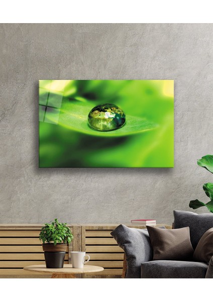 Su Damlası Yeşil Yaprak Cam Tablo 36X23-MIYREM fiyatları
