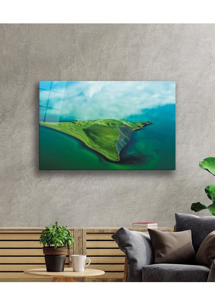 Kuşbakışı Deniz Mavi Yeşil Manzara Cam TABLOMIYREM36X23-MIYREM