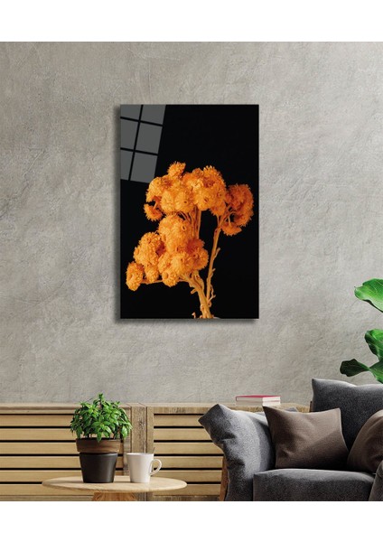 Sarı Turuncu Çiçek Cam Tablo Yellow Orange Flower 36X23-MIYREM fiyatları