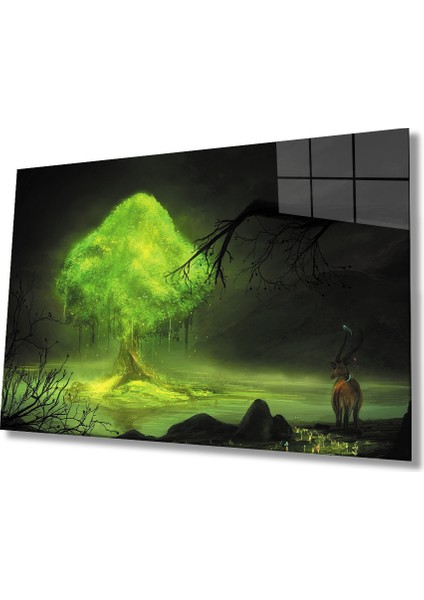 Illustrasyon Manzara Hayvan Yeşil 36X23-MIYREM
