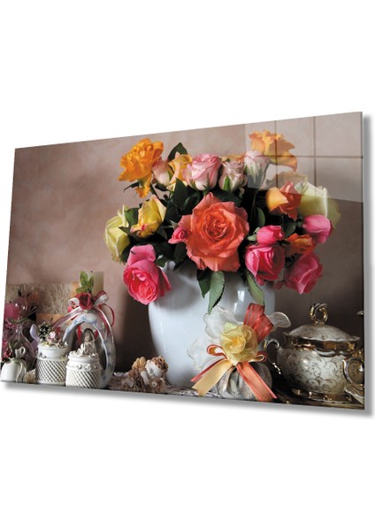 Renkli Çiçek Cam Tablomiyremcolorful Flower Table 36X23-MIYREM