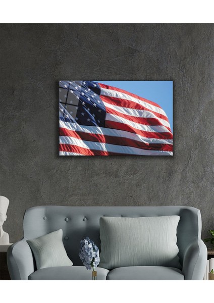Amerika Bayrağı Cam Tablo America Flag 36X23-MIYREM fiyatları