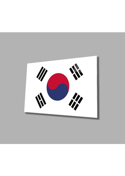 Güney Kore Bayrağı Cam Tablo South Korea Flag 36X23-MIYREM