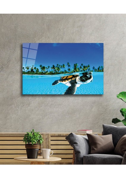 Deniz Kaplumbağası Cam Tablo Sea Turtle 36X23-MIYREM