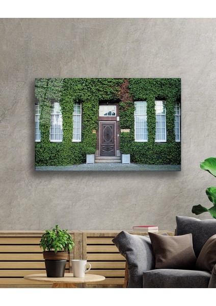 Sarmaşıklı Ev ve Oyma Kapı Cam Tablomiyrem 36X23-MIYREM