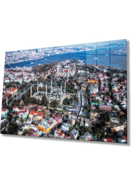 Kuş Bakışı Istanbul Manzarası Cam Tablo 36X23-MIYREM