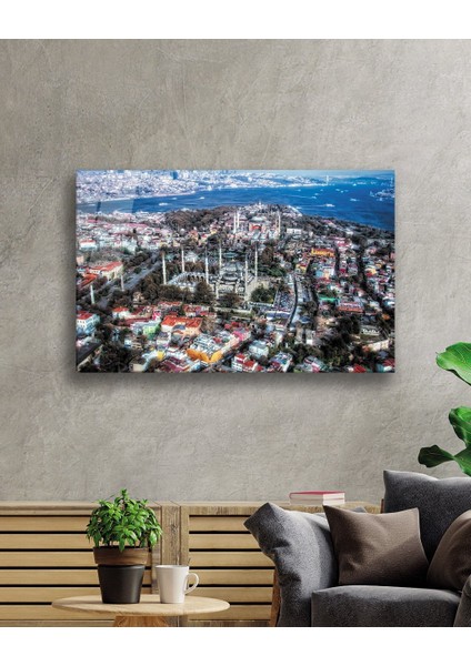 Kuş Bakışı Istanbul Manzarası Cam Tablo 36X23-MIYREM fiyatları