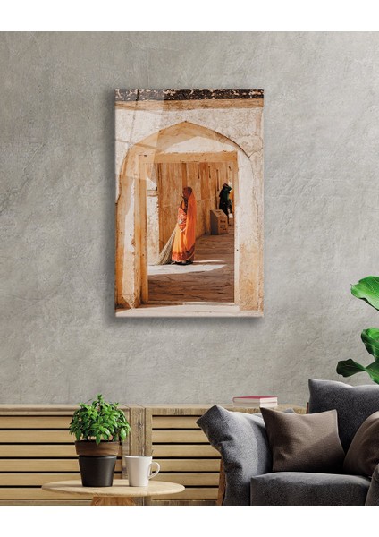 Taş Duvarlı Kemerli Kapı Cam TABLOMIYREM36X23-MIYREM