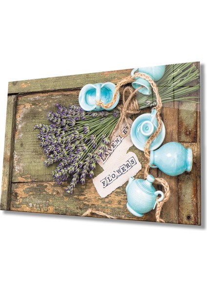 Çiçekli Ahşap Görünümlü Cam Tablo 36X23-MIYREM