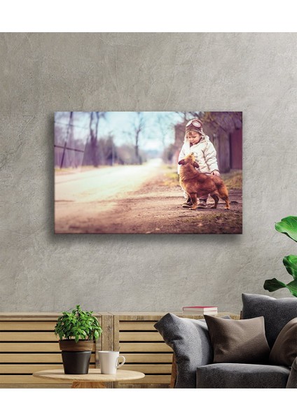 Çocuk ve Köpek Cam TABLOMIYREM36X23-MIYREM