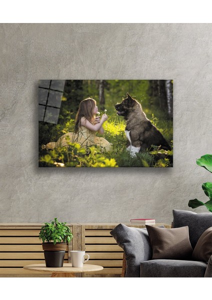 Çocuk ve Köpek Cam TABLOMIYREM36X23-MIYREM