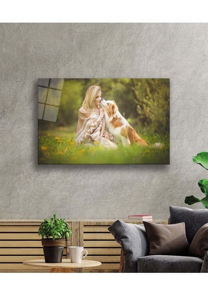Kadın ve Köpek Cam TABLOMIYREM36X23-MIYREM