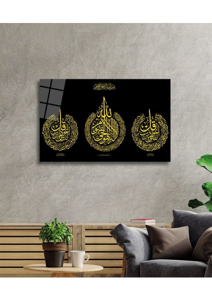 Felak Suresi, Nas Suresi ve Ayetel Kürsi Cam Tablo 36X23-MIYREM
