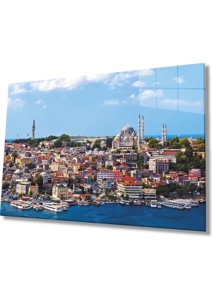 Istanbul Kuş Bakışı Manzarası Cam Tablo 36X23-MIYREM