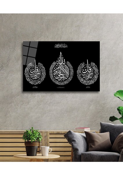 Felak Suresi, Nas Suresi ve Ayetel Kürsi Cam Tablo 36X23-MIYREM