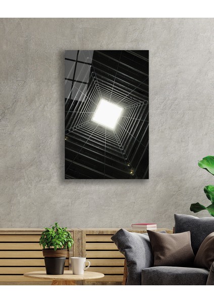 Siyah Beyaz Aşağıdan Yukarı Doğru Geometrik Cam Tablo 36X23-MIYREM fiyatları