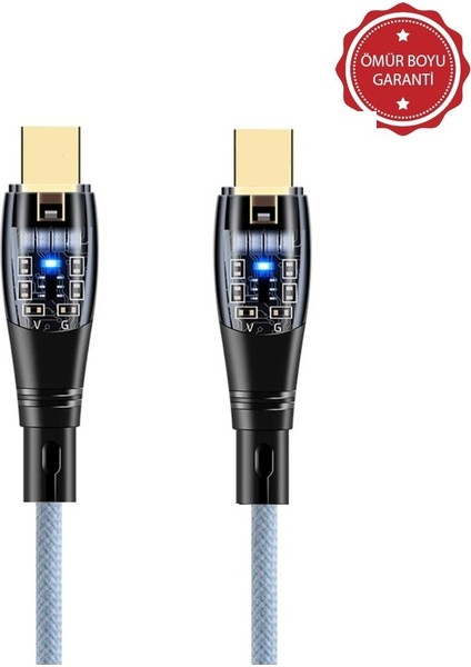 6A 60W Type-C To Type-C 1metre Hızlı Data ve Şarj Kablosu Mavi Ömür Boyu Garanti YK250M